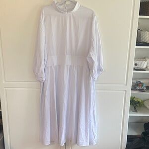 Lightweight Long Sleeve White Midi Dress